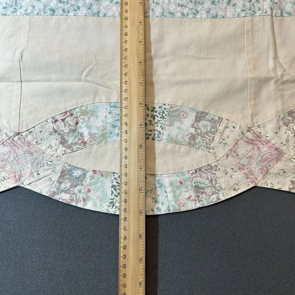Handmade Double Wedding Ring Window Valance Pastel Floral Patchwork Cottage